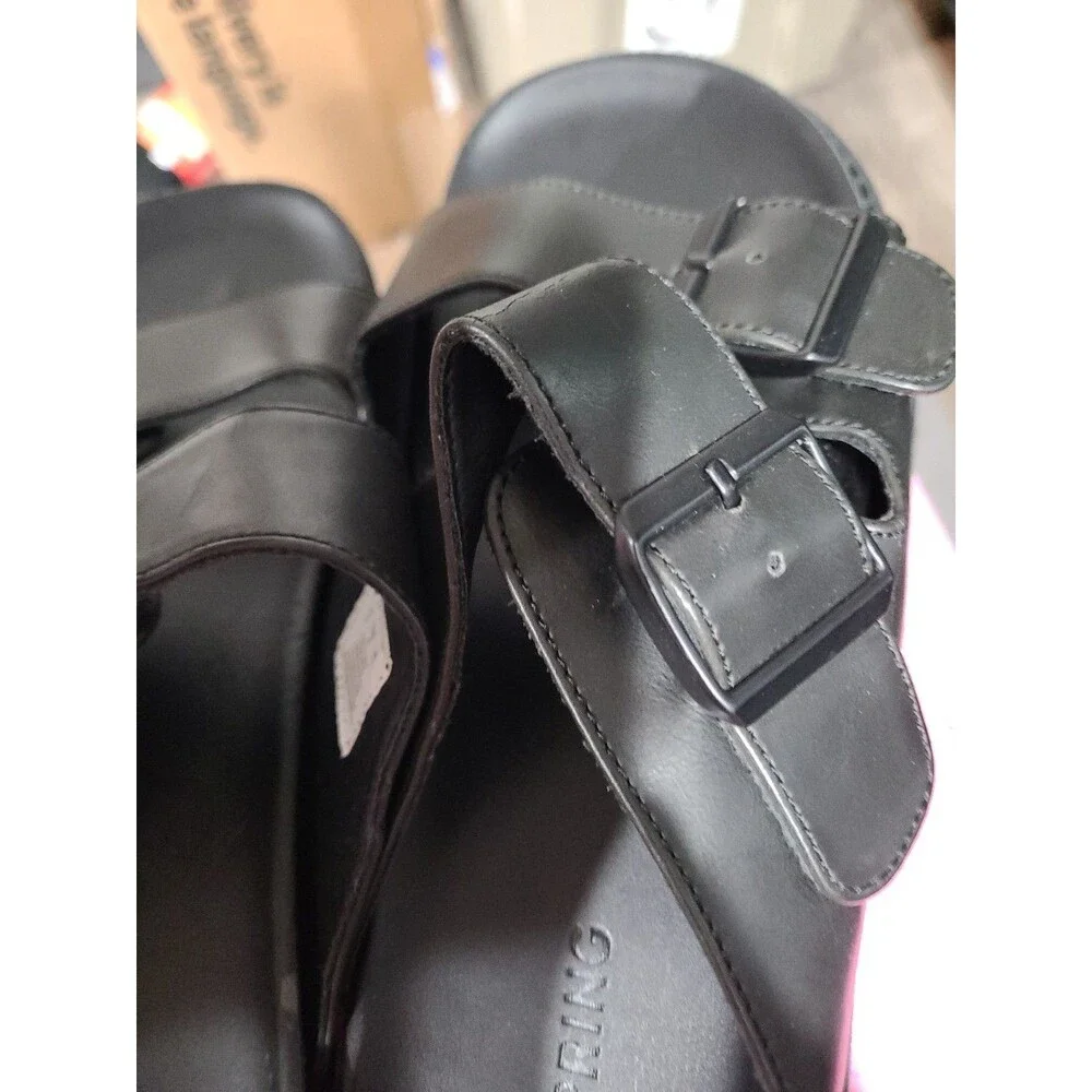 Call It Spring Men's 12 Black Double Strap Sandals Faux Birkenstock Sandals NWD